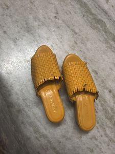 Woven Mustard Slides