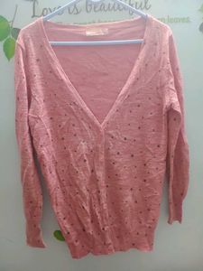 Pink Star Print Cardigan