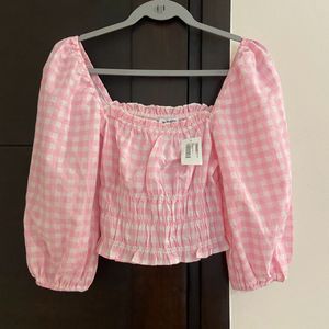New With Tag Pink Gingham Crop Top