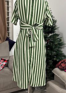 Green Striped Midi Dress