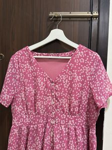 Pink Floral Midi Dress