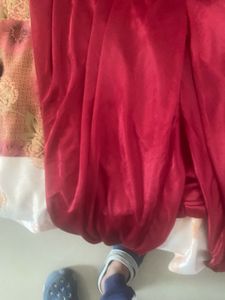 Red Satin  Top &amp; Patiala Pajama Set