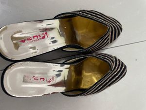 Embellished Black Velvet Mules