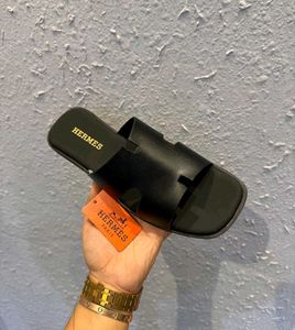 Hermes Black Leather Sandals
