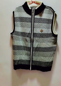 Striped Knit Vest with Zipper