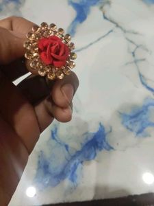 Red Rose Statement Ring