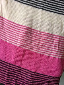 Striped Knit Top with Peter Pan Collar