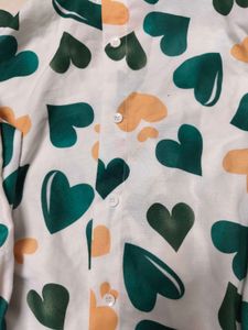 White With Green Shirt Cotton Very Good Quality