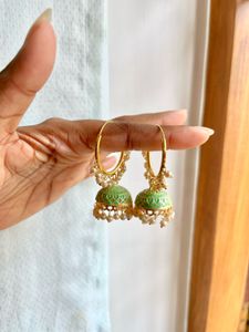 Enamel Jhumka Hoop Earrings