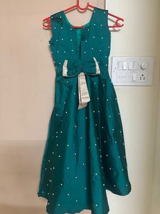 Girls Gown | Green Dress with Pearls