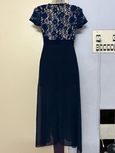 Pintrest Navy Lace Bodice Maxi Dress