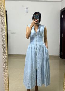 Tommie Cap Sleeves Smocked-Waist MIDI Dress