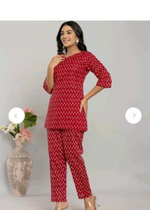Red Printed Kurta Set