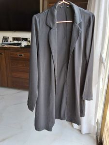 Casual Black Blazer With A Belt