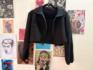 Cropped Knit Zip-Up Jacket