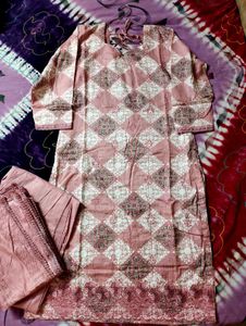 Elegant Pink Printed Kurta Set