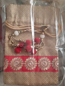 Gold & Red Potli Bag