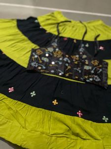 Green Nd Black Navratri Skirt