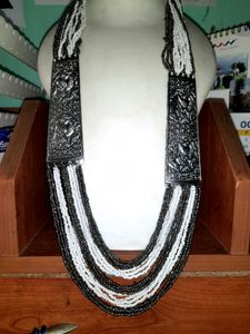 Green and Grey Beaded Necklace