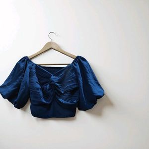 Chic Blue Puff Sleeve Top