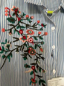 Striped Embroidered Shirt Dress