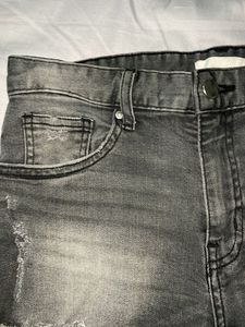 Frayed Black Denim Shorts