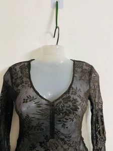 Y2k Lace Top Brown