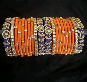 Handmade Floral Silk Thread Bangles Set