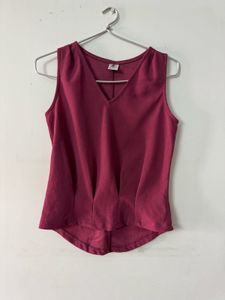 Chic V neck Purple Sleeveless Top