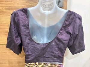 Royal Plum Batik Print Cotton Saree