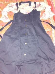 Cute Navy Pinafore Dress