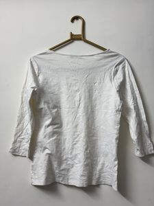 White Round Neck Top