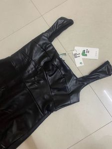 Newme Black Leather Bodycon Dress