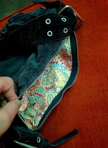 Dark Grey Jeans Velvet Shoulder Bag - Y2K Style