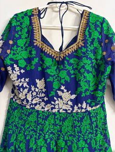 Royal Blue Embroidered Anarkali – Custom Stitched