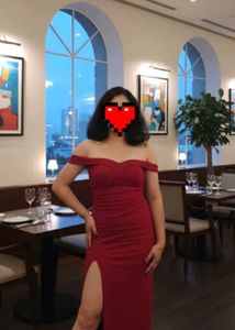 Elegant Red Off-Shoulder Gown