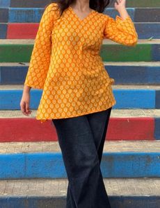 Beautiful Women Bell Sleeves Short Kurti