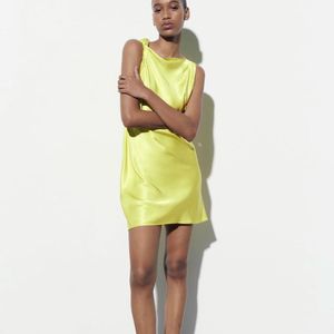 Zara Knotted Satin Slip Dress