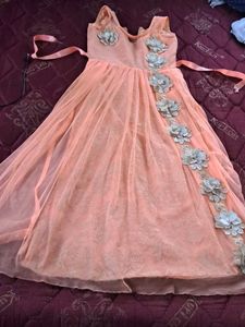 Peach Floral Girls Dress