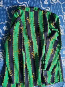 Vintage Striped Bow Blouse