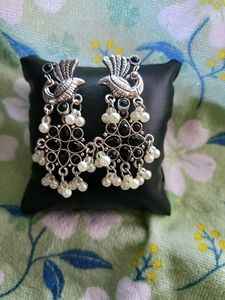 Oxidised Peacock Earrings