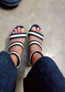 Striped Ankle Strap Sandals