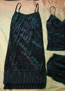3 In 1 Vintage Sexy  Black Nighty Set