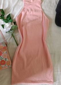 Pink Halter Neck Mini Dress
