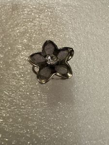 Flower Mesh Ring with Rhinestone