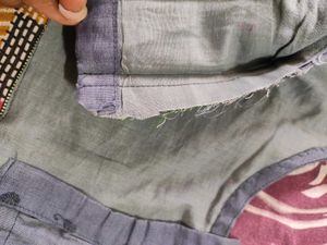 Grey And Green Silk Blouse