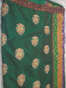 Green Embroidered Sari