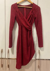 Women Bodycon Shimmer Red Dress