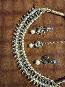 Elegant Necklace, Earring, and Maang Tikka Set
