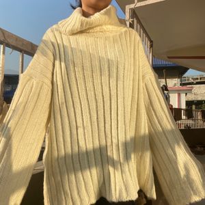 Loose pure-color texture Pullover Sweater